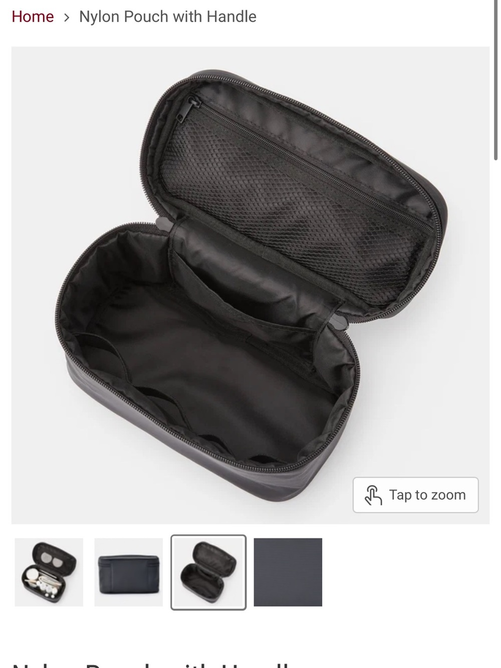 Muji Black Nylon Make up bag
